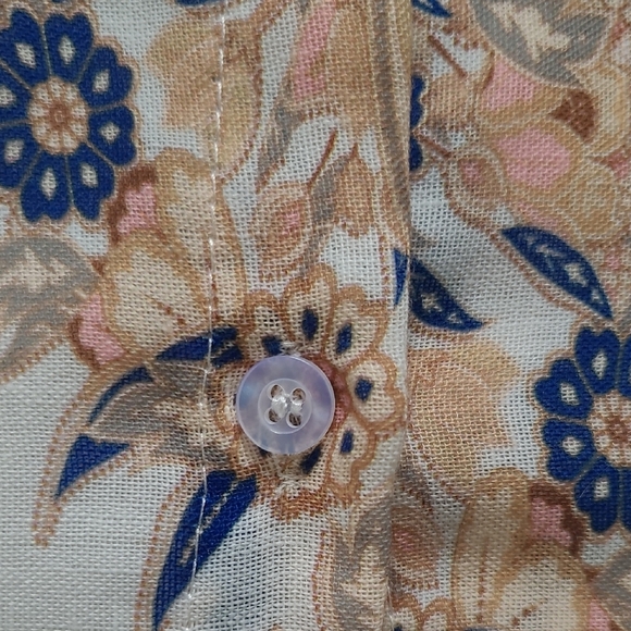 Made In Italy Linen-Blend Boho Print Blouse - See Measurements - Picture 4 of 9